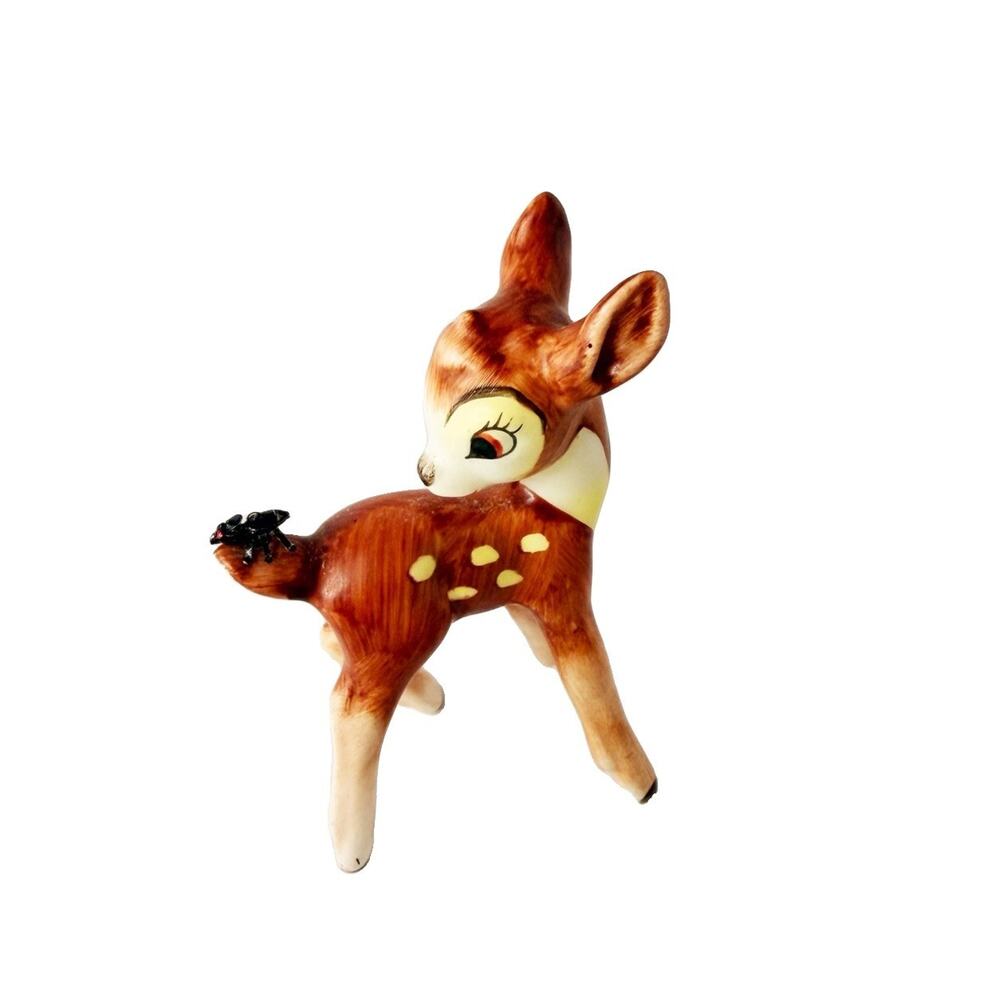 Vintage Goebel Disney Bambi Figurine Bug On Tail Porcelain 2.5 Inches Deer 1950s